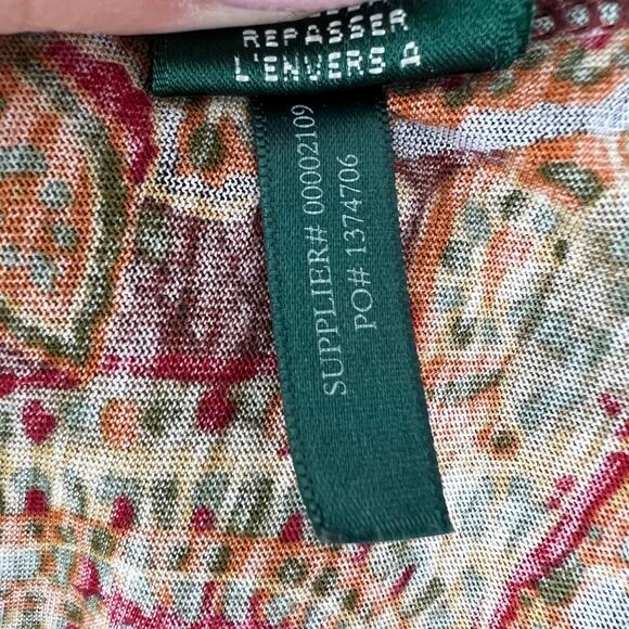 Lauren Ralph Lauren Multicolor Paisley Round Neck 3/4 Sleeve Peasant Top Plus 2X - Picture 9 of 9